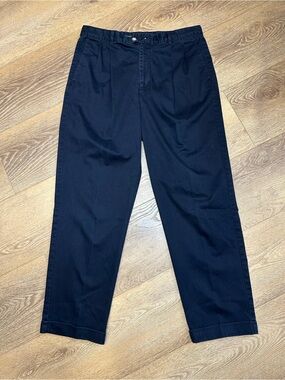 Vintage Pierre Cardin Cotton Pleat Front trousers in navy 36x32